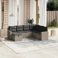 Set Divani da Giardino 7pz con Cuscini Grigio Chiaro Polyrattan 3263528