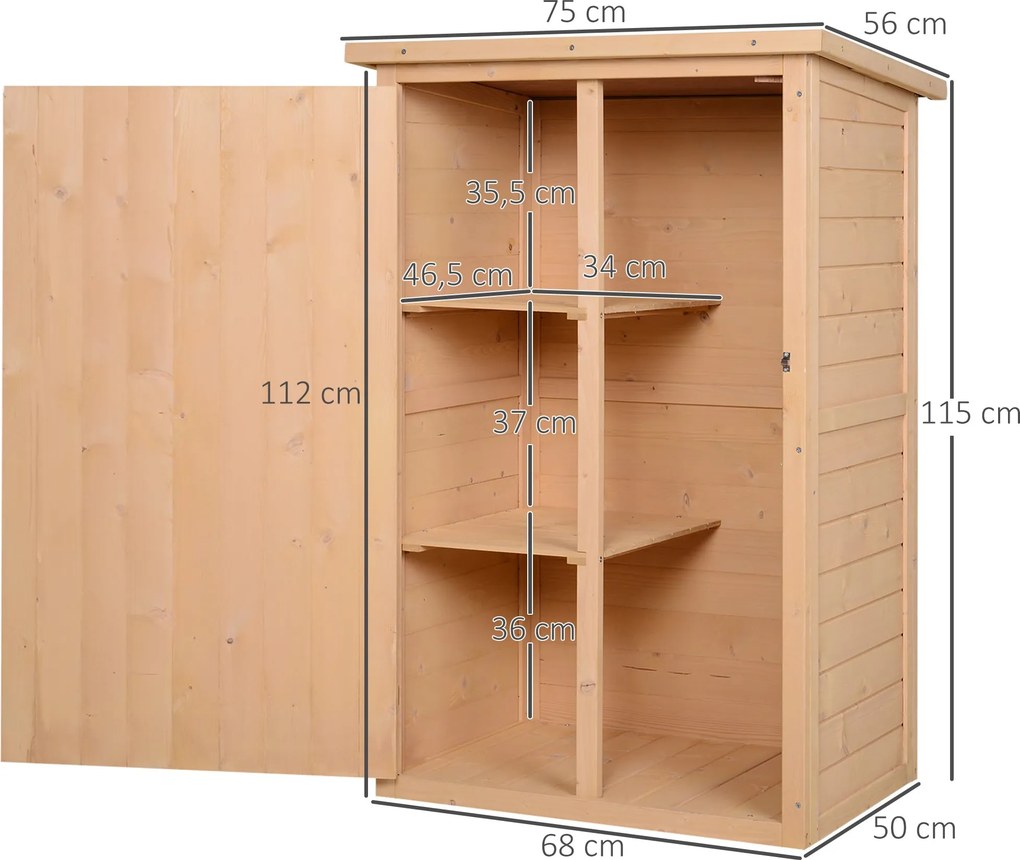 Casetta Box da Giardino in Legno di Abete 75x56x115 cm...