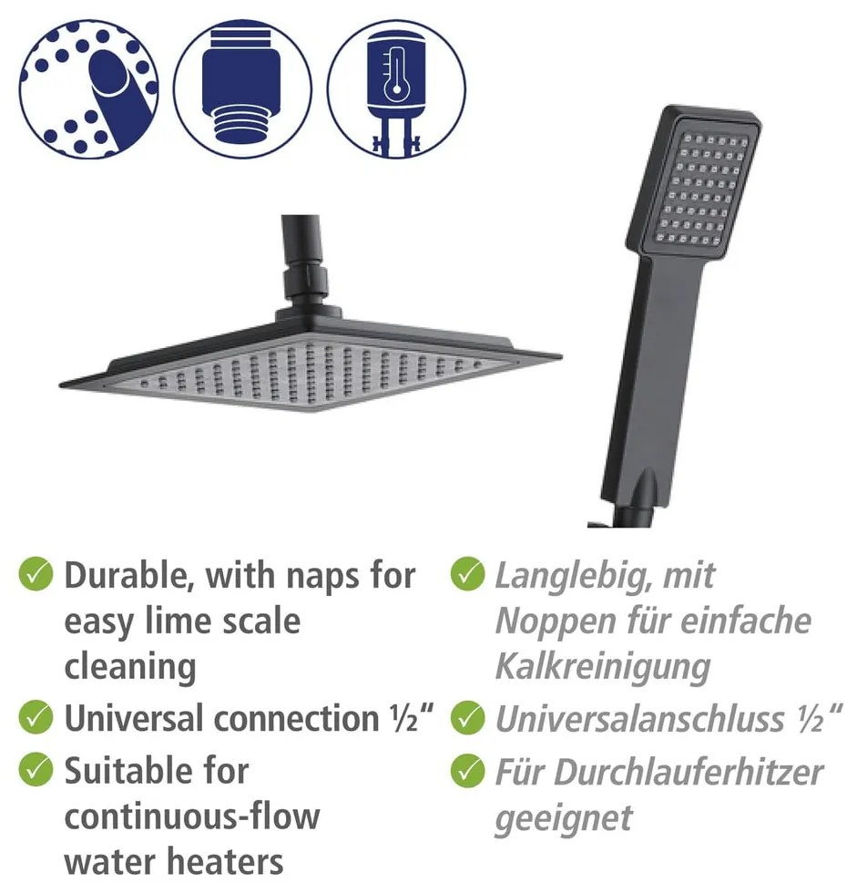 Set doccia in acciaio inox nero opaco 101 cm Cuadro - Wenko