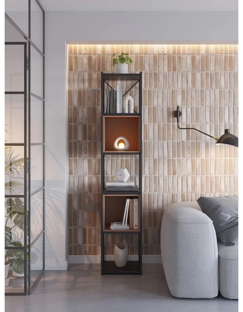 Libreria in nero e mattone 36x179 cm Anya - Marckeric