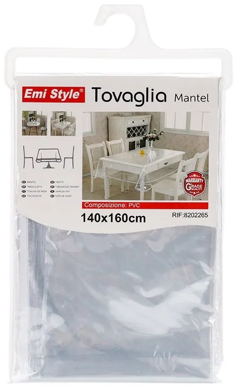 Tovaglia PVC Impermeabile Trasparente Rettangolare 140x160cm