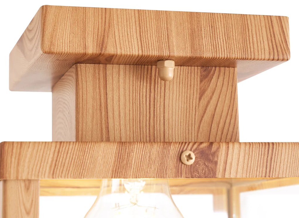 Plafoniera da esterno industriale in legno con vetro trasparente - Rotterdam