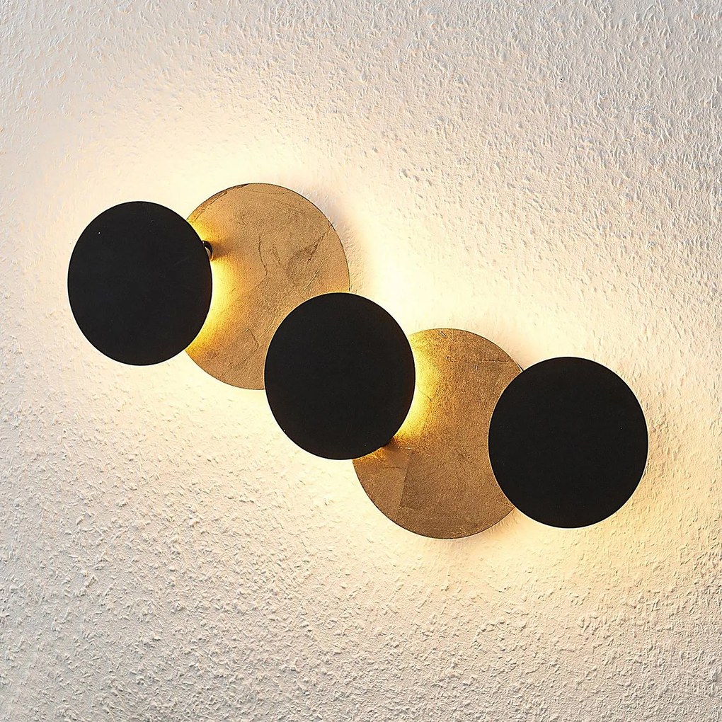 Lindby Applique a LED Grazyna, 52 cm, nero, oro, metallo