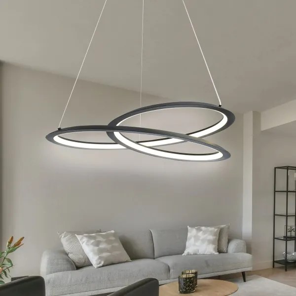 Lampadario LED a sospensione con filo TANGO LED/44W/230V 4000K diametro 60 cm nero