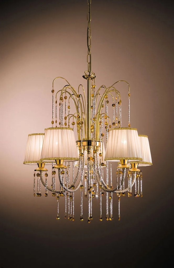 5-light chandelier golden and Swarovski crystal- 400/5 - Royal Crystal - Arredo Luce Oro 24 kt