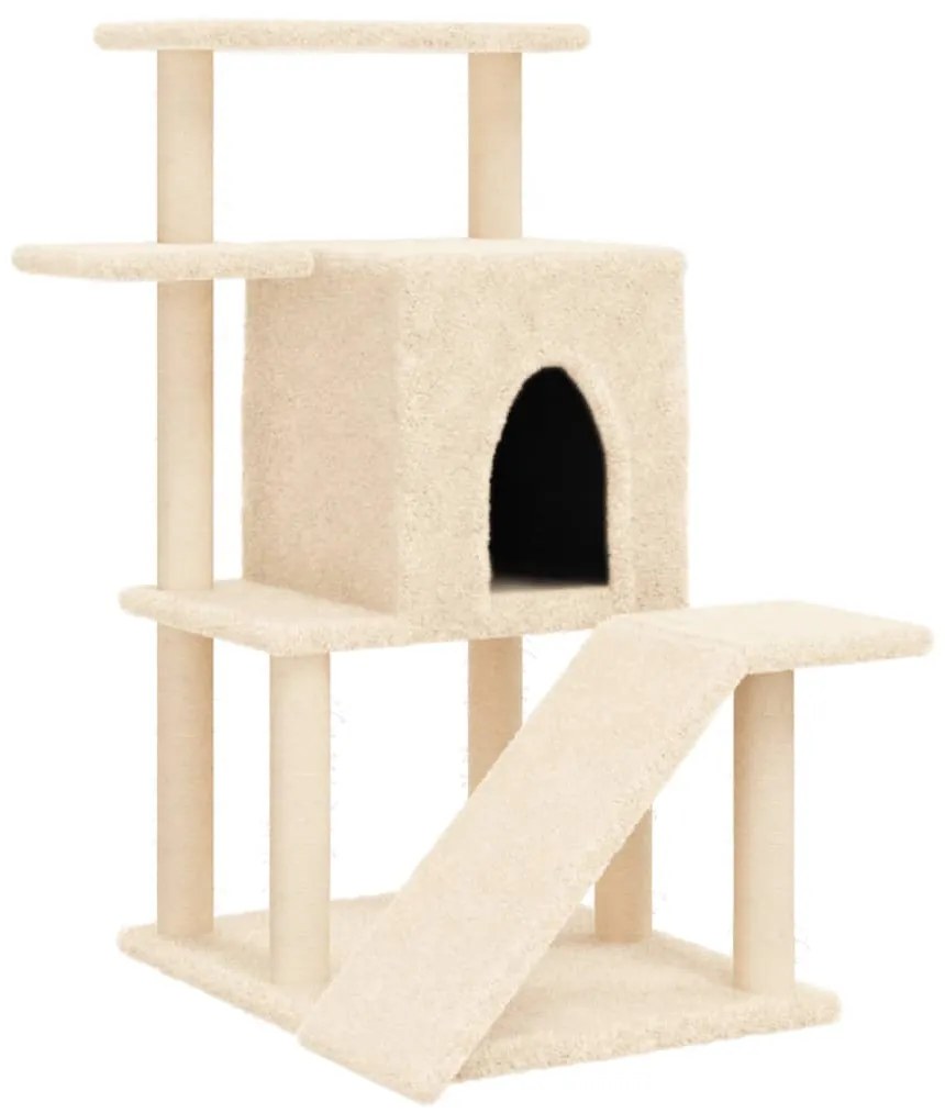 Albero per gatti con tiragraffi in sisal crema 97 cm