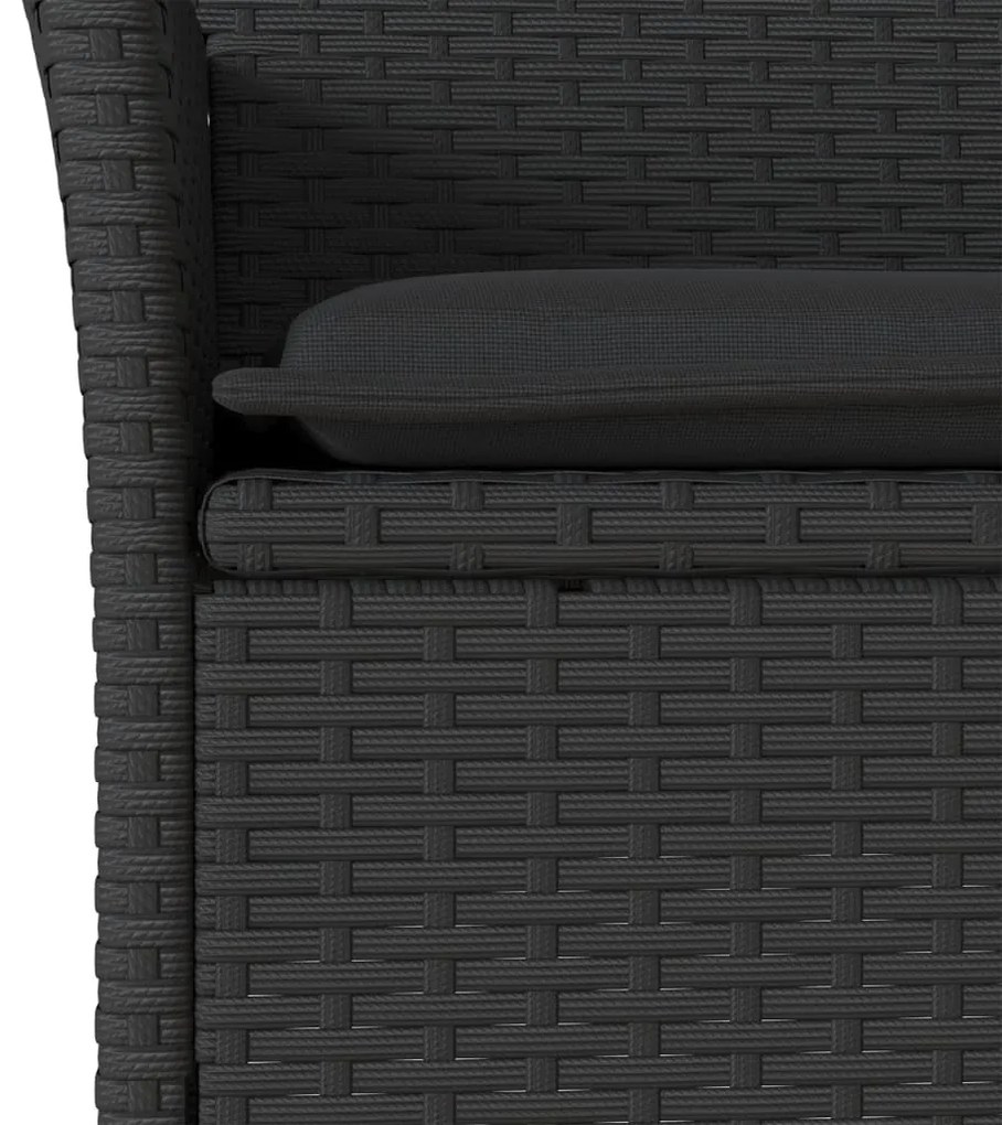 Set pranzo da giardino 7 pz nero con cuscini polyrattan acacia