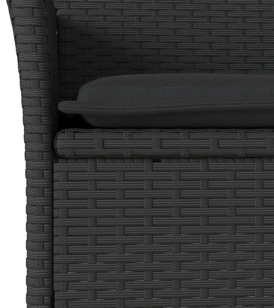 Set pranzo da giardino 7 pz nero con cuscini polyrattan acacia