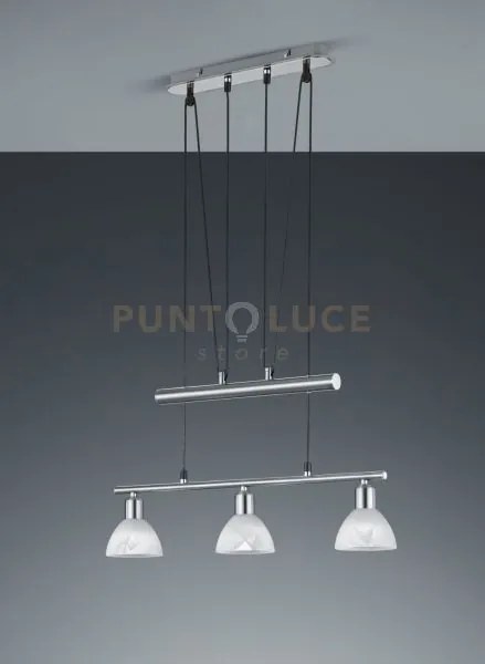 Levisto sospensione con bilancere led 3 vetri acciaio l.60,5 cm 3 l...