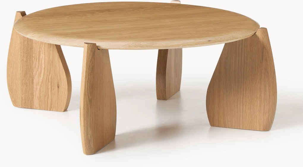 Tavolino da salotto rotondo XL in legno di quercia Hilda