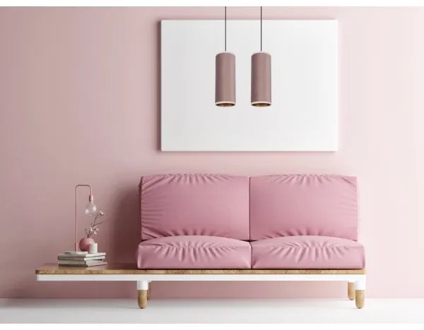 Lampadario a cavo AVALO 2xE27/60W/230V rosa/rame