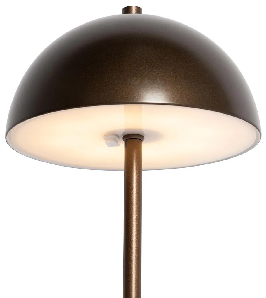Lampada da tavolo da esterno bronzo scuro ricaricabile con dimmer a 3 livelli - Keira