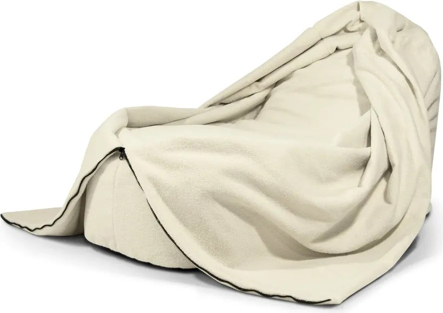 Pouf a sacco per bambini color crema con rivestimento in bouclé Cocoon 120 – SLOWDOWN