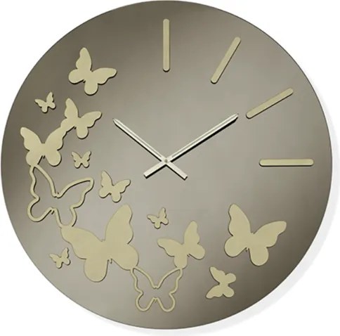 Orologio da parete rotondo D80 cm in cristallo Bronzo BUTTERFLY