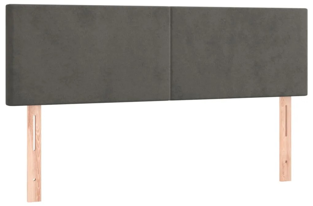 Testiera a led grigio scuro 144x5x78/88 cm in velluto