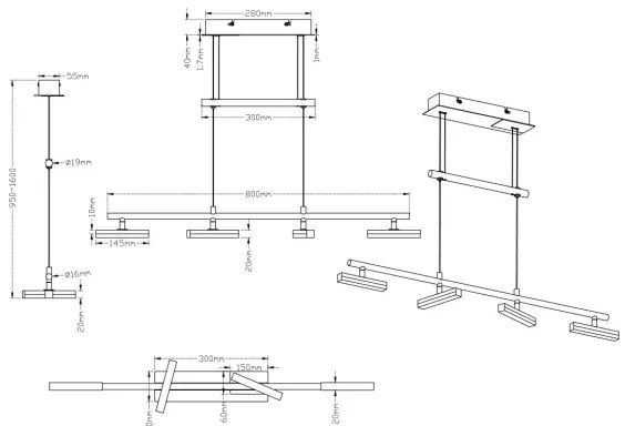 Trio - Lampadario LED su filo dimmerabile OPIUM 4xLED/4W/230V
