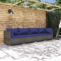 Set Divani da Giardino 4 pz con Cuscini in Polyrattan Grigio 3101430