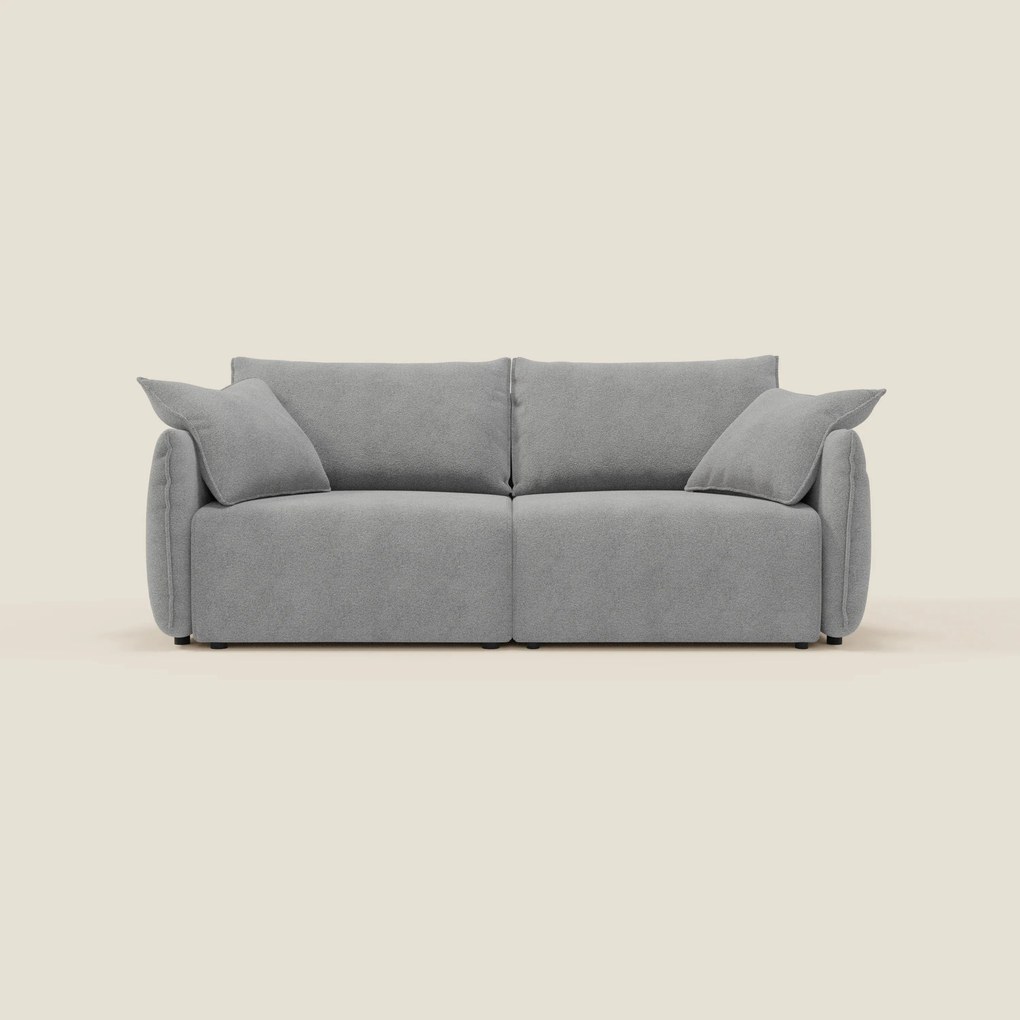 Flexar divano con sedute allungabili e schienale in piuma in morbido bouclé impermeabile T07 grigio