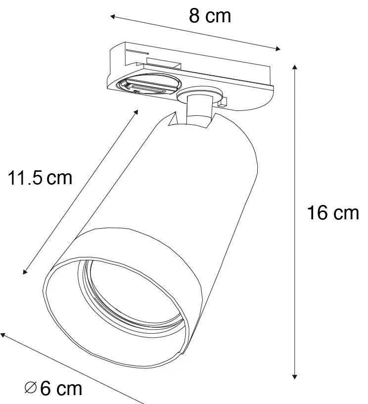 Faretto moderno con anello fumé per sistema a binario monofase GU10 50 mm - Iconic Jeana