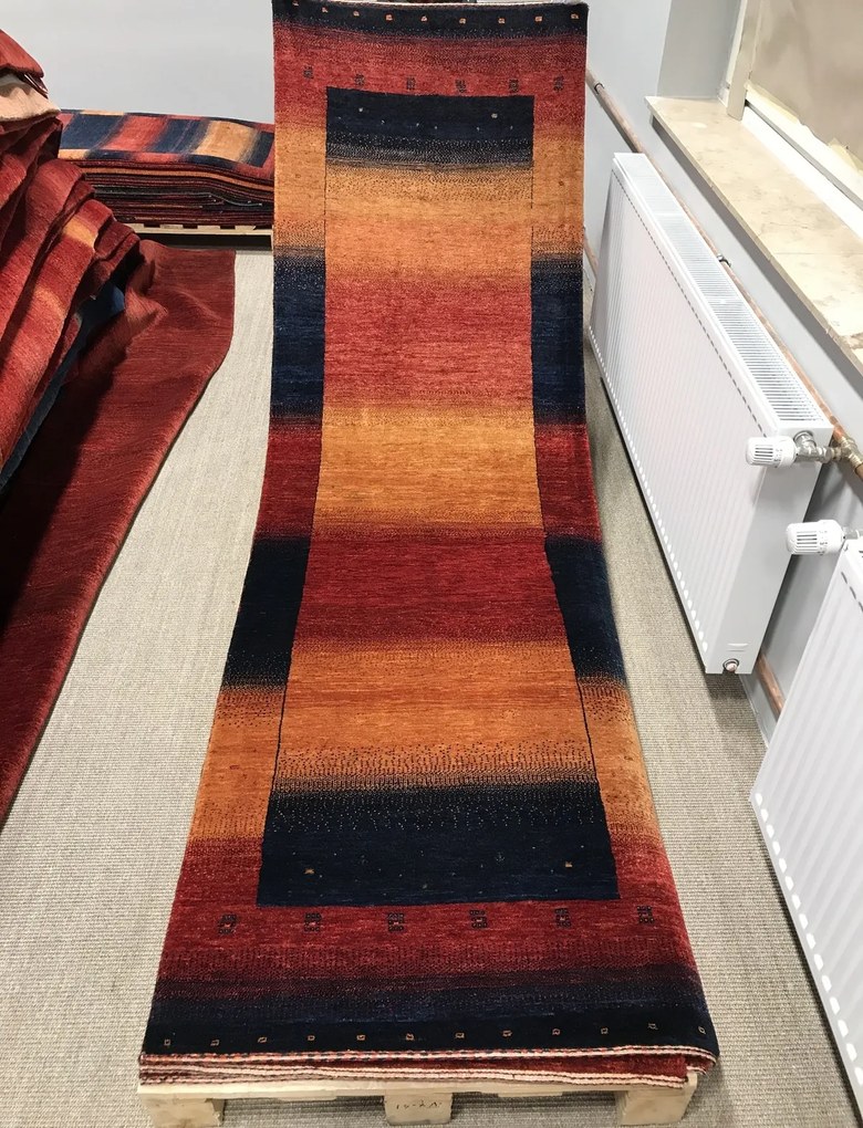 Loribaft Tappeto 280 x 90 Blu (Iran) Annodato A Mano