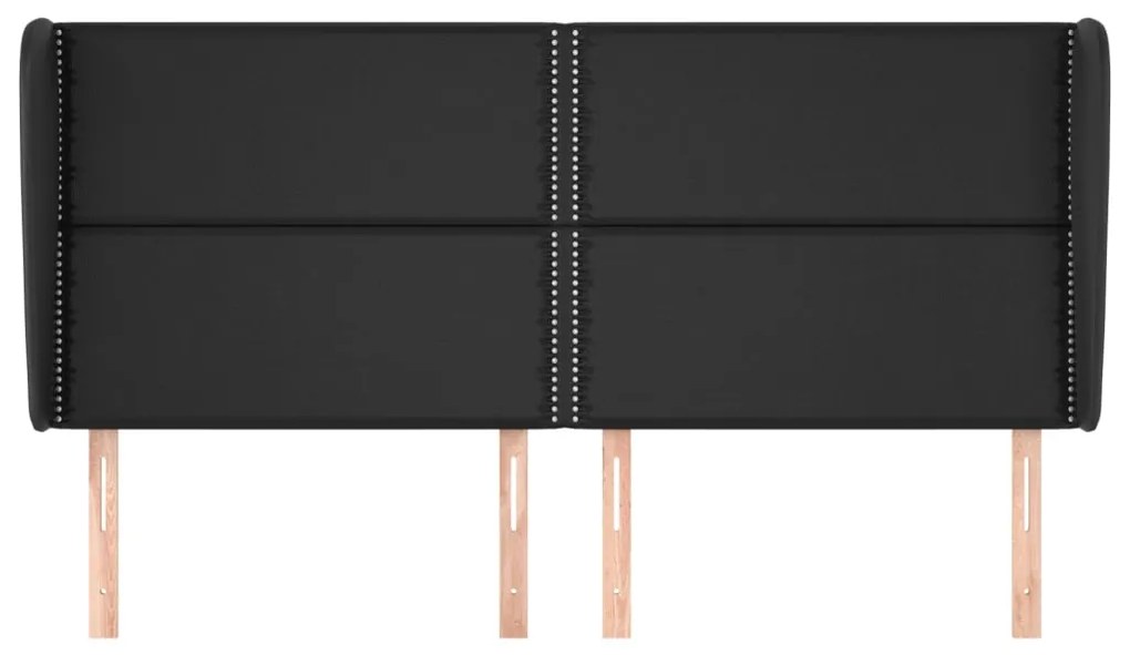Testiera ad orecchio nera 163x23x118/128 cm in similpelle