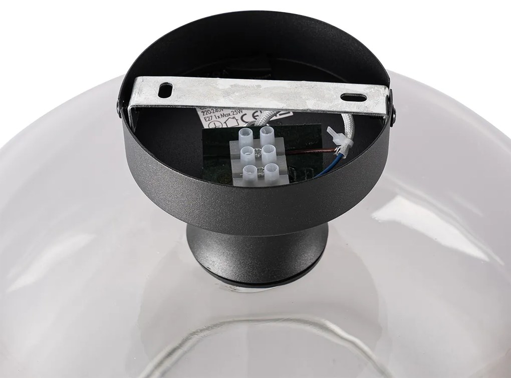 Plafoniera Art Déco nera con vetro fumé - Bizle