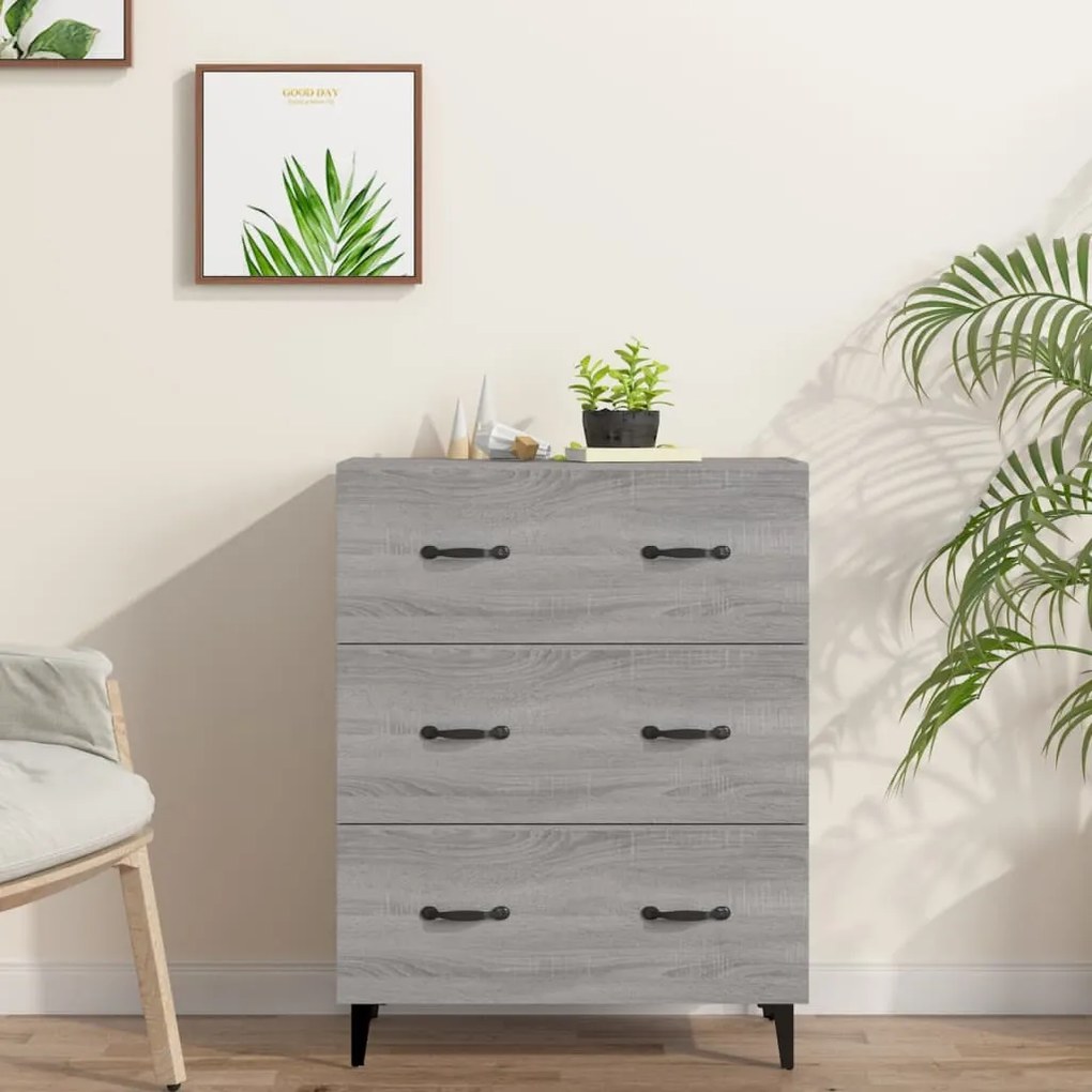 Credenza Grigio Sonoma 69,5x34x90 Cm İn Legno Multistrato /