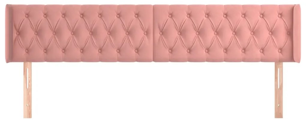 Testiera ad orecchio rosa 203x16x78/88 cm in velluto