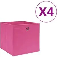 Contenitori 4 pz in Tessuto non Tessuto 28x28x28 cm Rosa 325203