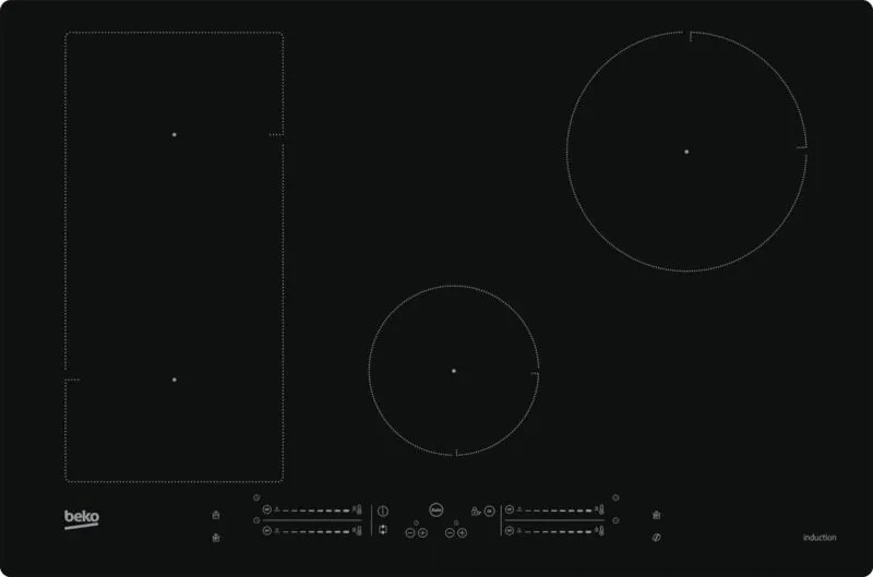 Beko HII84541IFT: Piano a Induzione, 4 Zone con 1 Sezione IndyFlex, 80 cm. Colore del prodotto: Nero, Posizionamento dell'apparecchio: Da incasso,