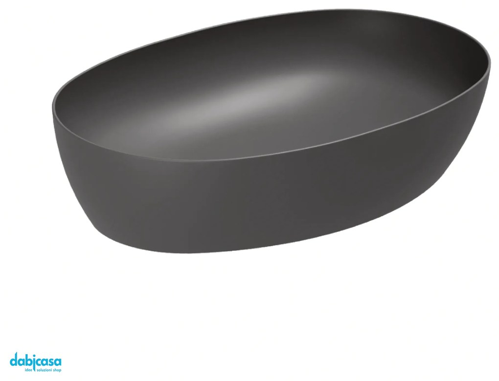 Azzurra Ceramica "Elegance Circle" Lavabo D'Appoggio 60x45 Nero Opaco