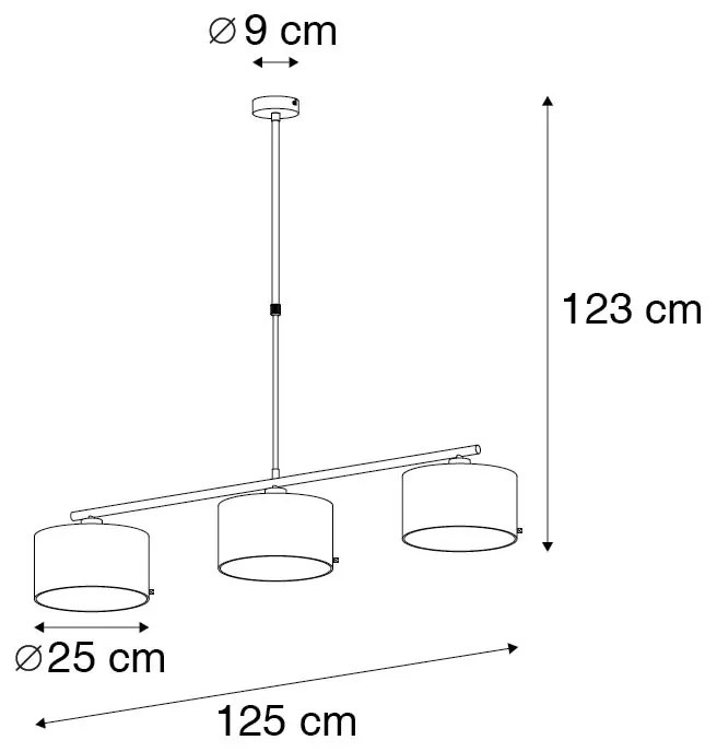 Lampada a sospensione moderna nera con oro 125 cm 3 luci - VT 3