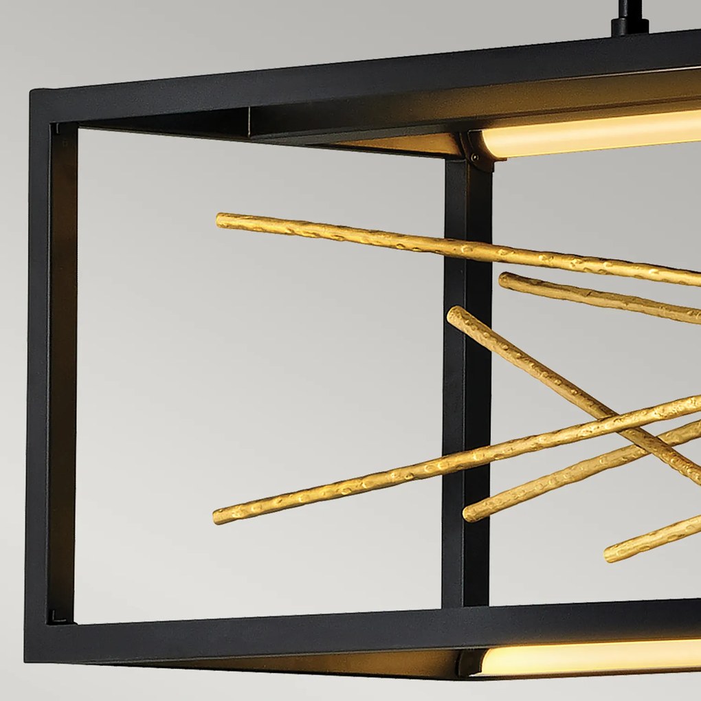 Lampadario Industrial Nordico Styx Acciaio Nero Oro Led Integrato 55W 3000K