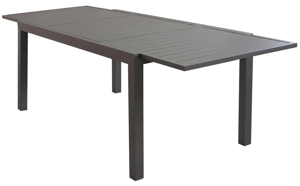 DEXTER - set tavolo in alluminio cm 160/240 x 90 x 75 h con 4 poltrone Aulus
