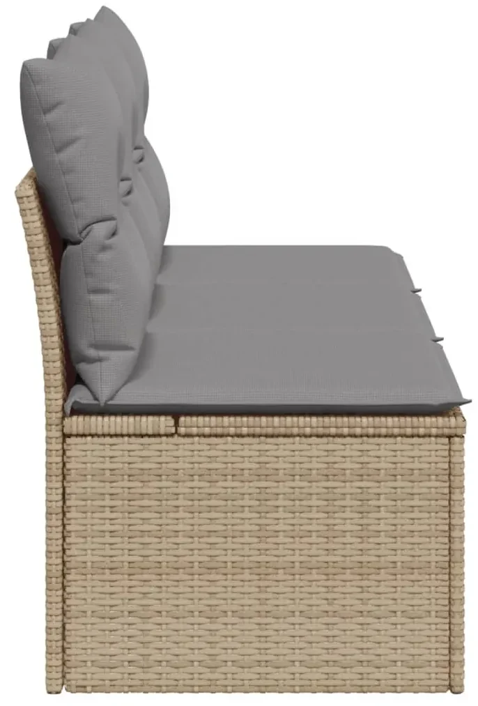 Divano da giardino con cuscini a 3 posti beige in polyrattan
