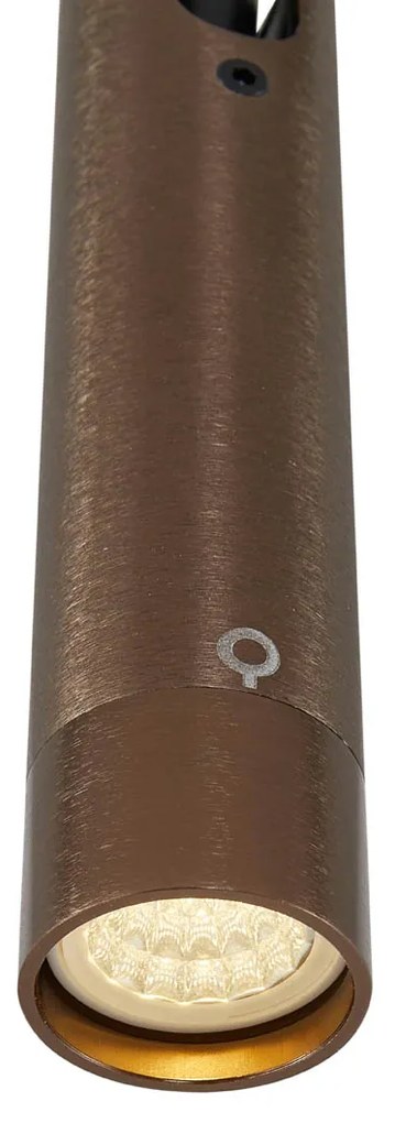 Sistema di illuminazione su binario moderno con 6 faretti e 4 luci a sospensione bronzo scuro monofase - Slimline Uzzy Keno