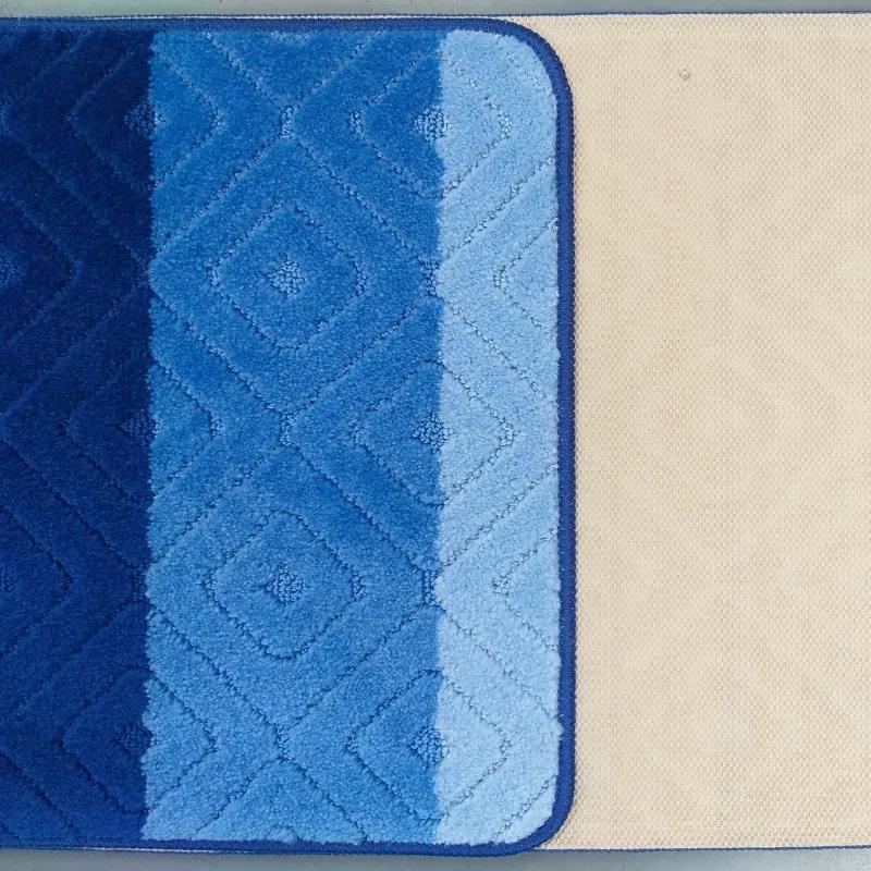 Set da bagno di due tappetini di colore blu 50 cm x 80 cm + 40 cm x 50 cm