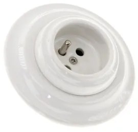 Bohemia-Design - Presa domestica in porcellana in stile retrò con placca 250V/16A bianca