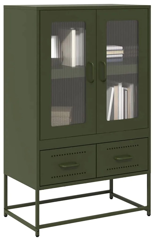 Credenza Verde Oliva 68x39x111,5 Cm İn Acciaio /