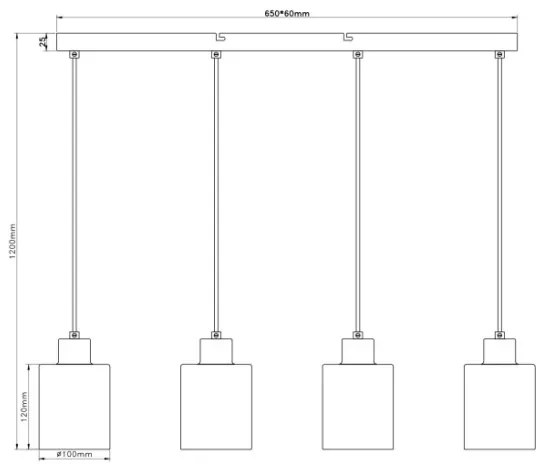 Globo 54114-4H - Lampadario a sospensione su cavo TRENT 4xE27/40W/230V