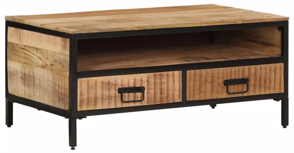 Tavolino Da Salotto 90x50x30 Cm Legno Massello Di Mango Grezzo /