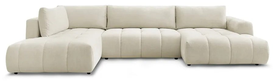 Divano angolare beige allungabile e con contenitore (penisola a sinistra/a U) Fuji – Bobochic Paris