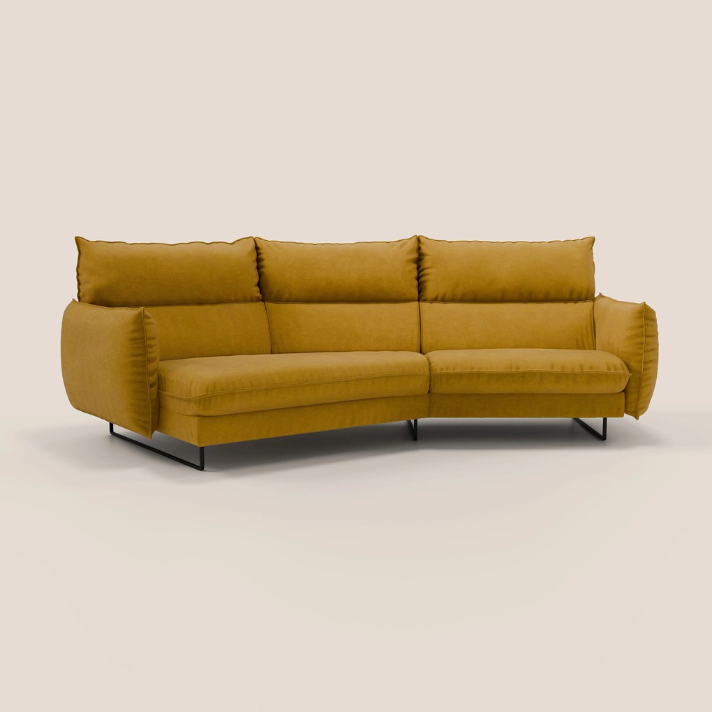 Monamour divano moderno angolare con opzione relax elettrico in microfibra smacchiabile impermeabile T11 giallo