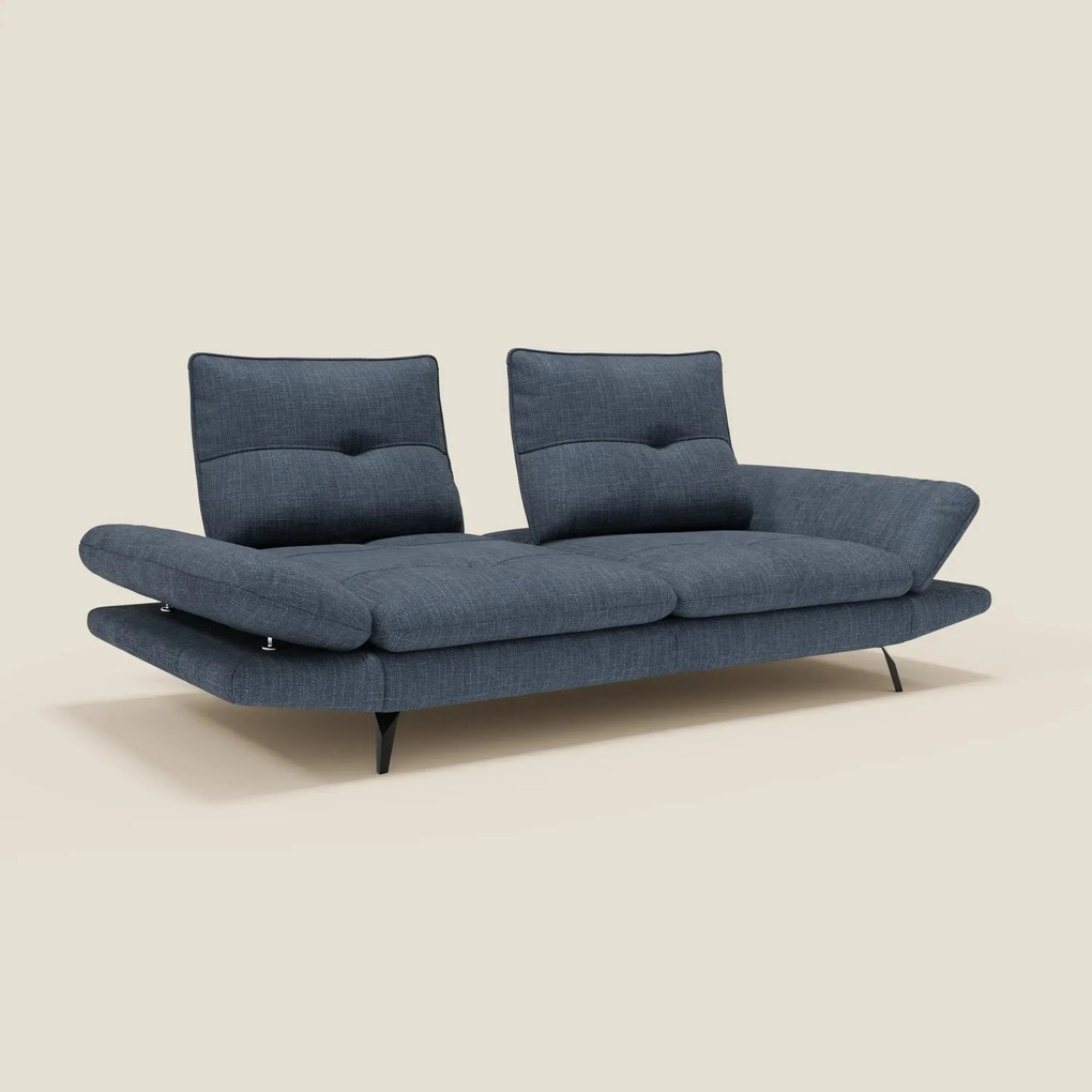 Ardex Divano 3 posti con schienali traslanti e braccioli regolabili in morbido tessuto impermeabile T06 blu