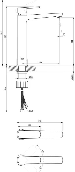 Ravak X070472 - Miscelatore per lavabo LIFE 28 cm cromo lucido