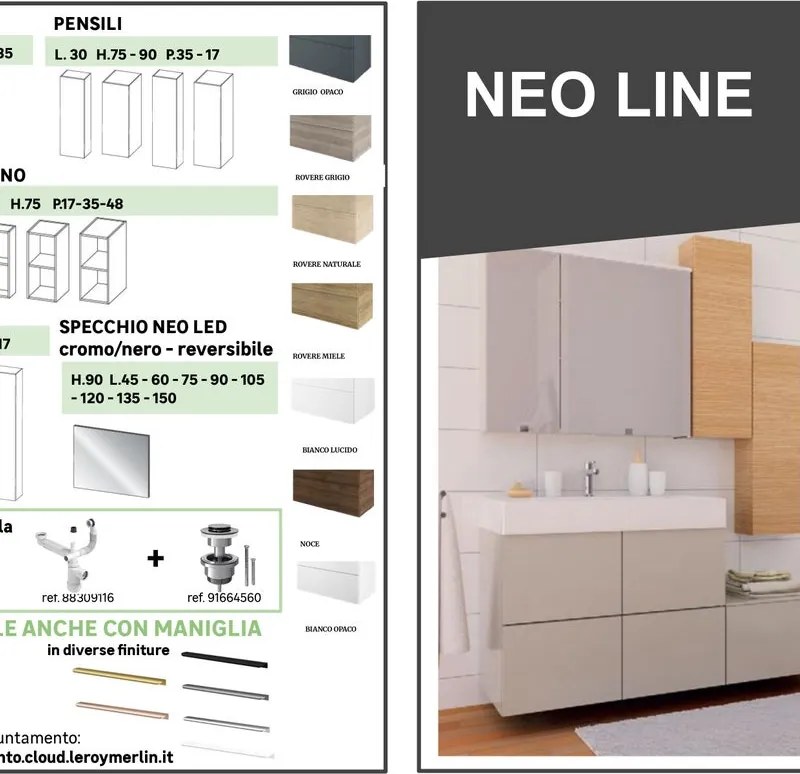 Mobile da bagno sospeso sotto lavabo L 120 x H 55 x P 48 cm bianco laminato opaco, 2 cassetti SENSEA Modern