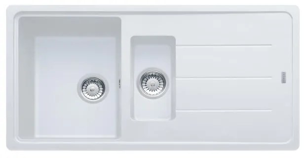Lavello integrato 1.5 vasche con gocciolatoio laterale destro o sinistro FRANKE Boston fragranite L 50 x L 97 cm bianco