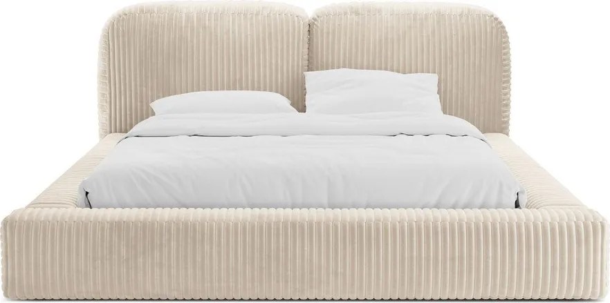 Letto matrimoniale imbottito beige con contenitore con rete inclusa 180x200 cm Martina – Micadoni