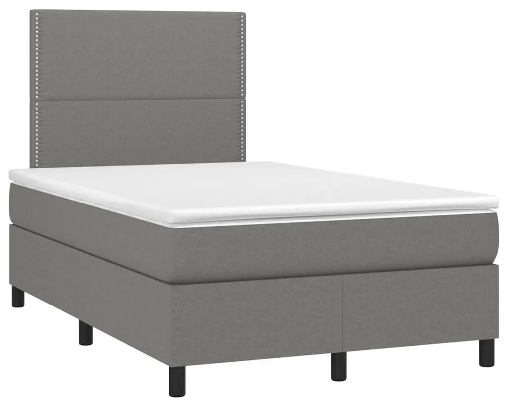 Letto a molle materasso e led grigio scuro 120x200cm in tessuto