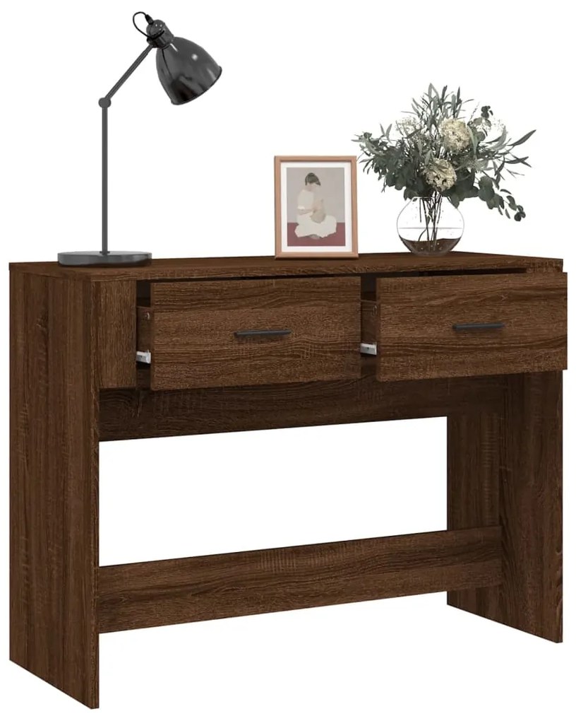 Tavolino consolle rovere marrone 100x39x75 cm legno multistrato